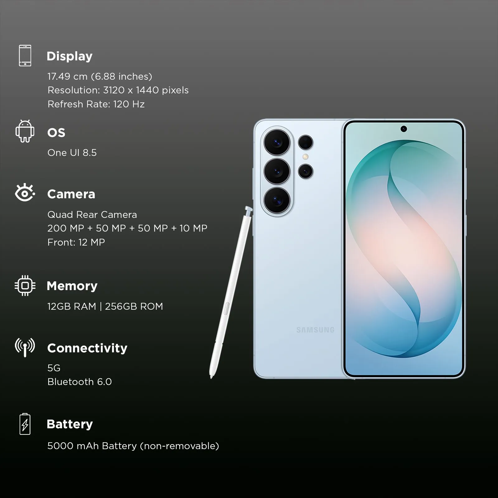SAMSUNG GALAXY S26 ULTRA 5G 12GB 256GB SKY BLUE SM-S948BDS thumbnail 17