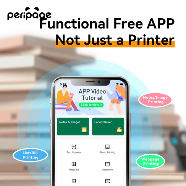 PeriPage A40 Mini Printer (Grey) - Portable and Efficient Wireless Printing Solution thumbnail 17