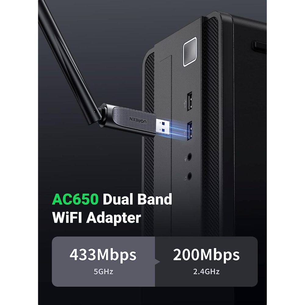 UGREEN AC650 HIGH GAIN DUAL BAND WIRELESS USB ADAPTER 90339 thumbnail 11