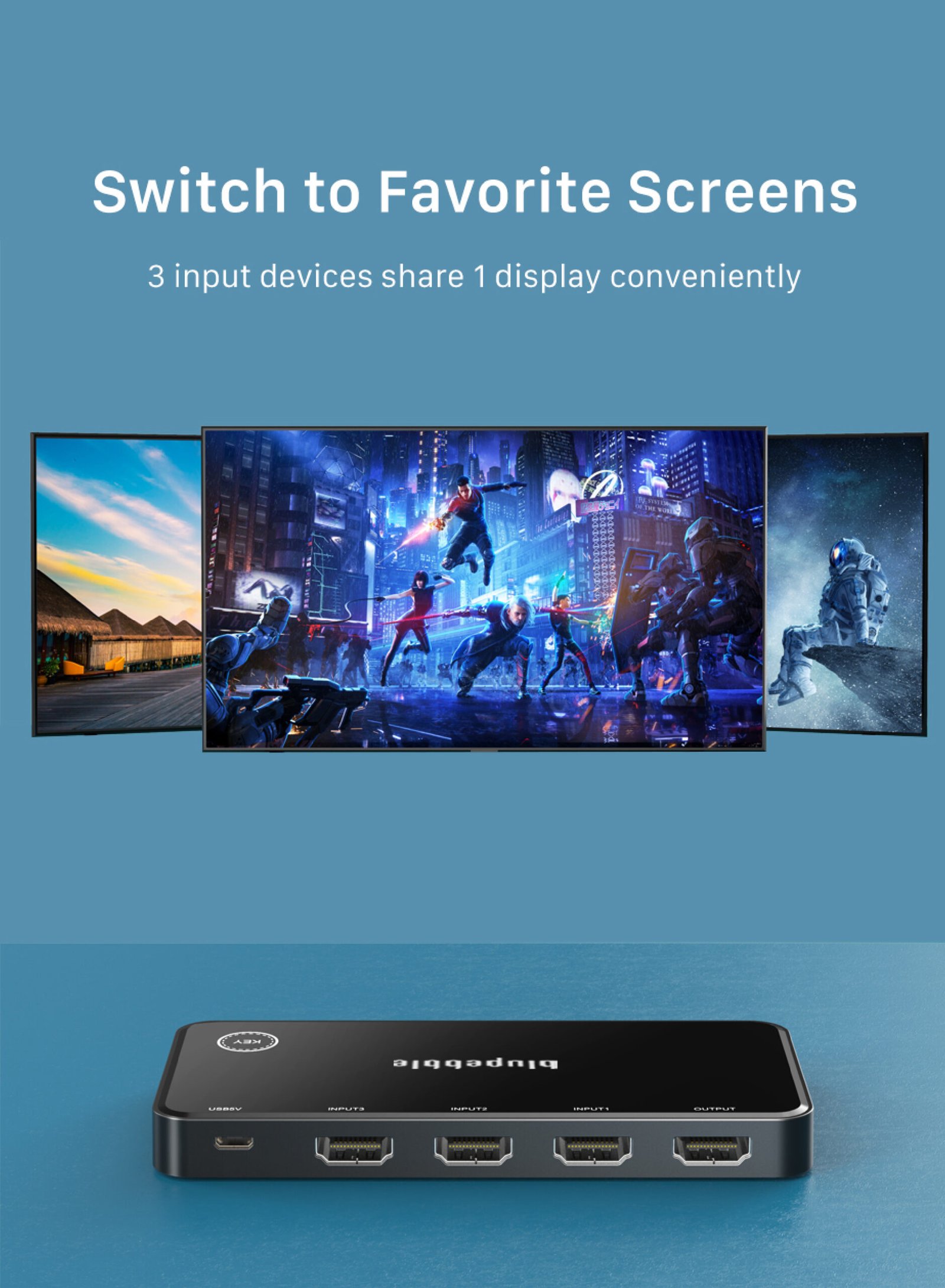 BLUPEBBLE 3IN1 HDMI SWITCH SPACE GRAY BP-HS4K3PB-SG thumbnail 14