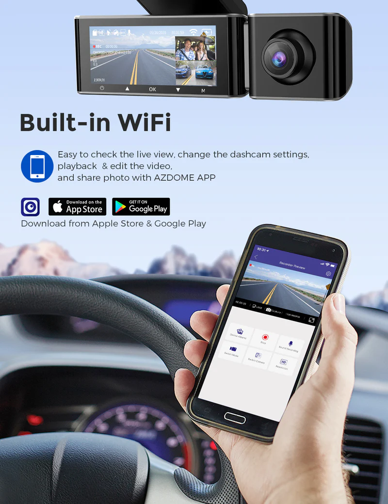 AZDOME 4K Front and Rear Dash Camera Kit with 3.19-Inch Screen, IR Night Vision, 24H Parking Mode - M550 thumbnail 18