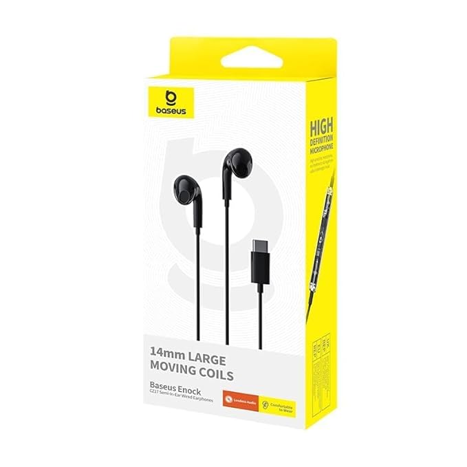 BASEUS ENCOK CZ17 SEMI IN EAR WIRED EARPHONE TYPE C BLACK thumbnail 13