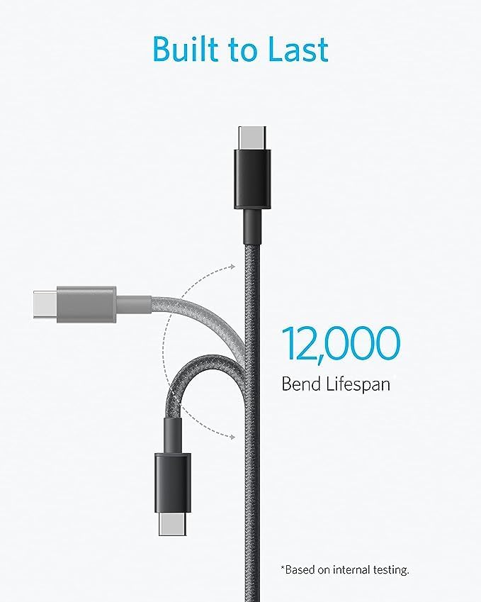 ANKER 322 USB C TO USB C  6FT 60W NYLON CABLE BLACK A8753H11 thumbnail 8