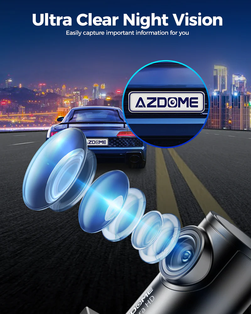 AZDOME 4K Front and Rear Dash Camera Kit with 64GB Memory Card - M300S thumbnail 18