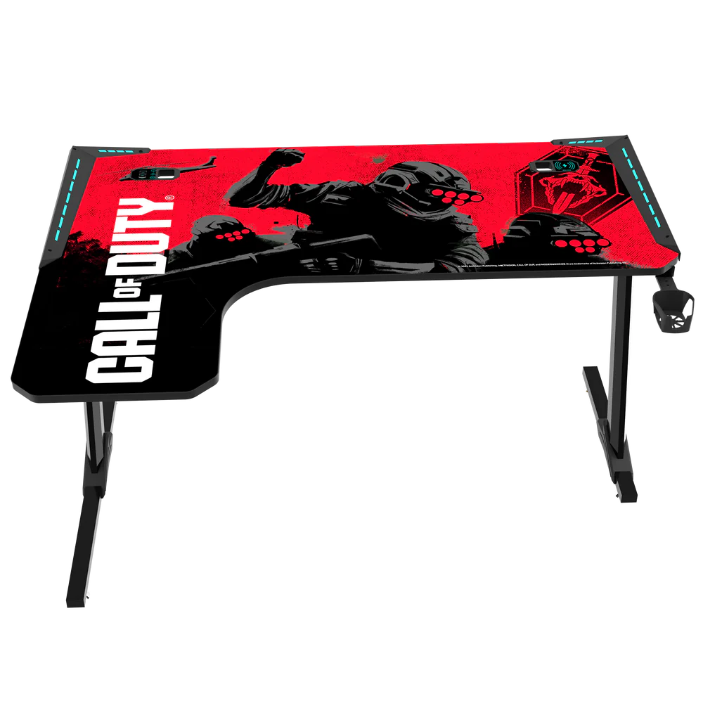 GameOn Phantom XL L-Shaped RGB Flowing Light Gaming Desk (Black/Red, COD-PHANTOMXL-L-01) - Stylish and Spacious Gaming Setup thumbnail 22
