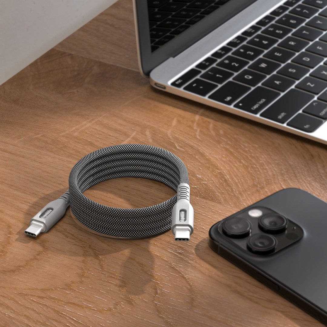 BluPebble PowerFlow Magnetic USB-C to USB-C Cable 3.3ft 60W 1-Meter Grey (BP-PFUSBC1M-GY) thumbnail 11
