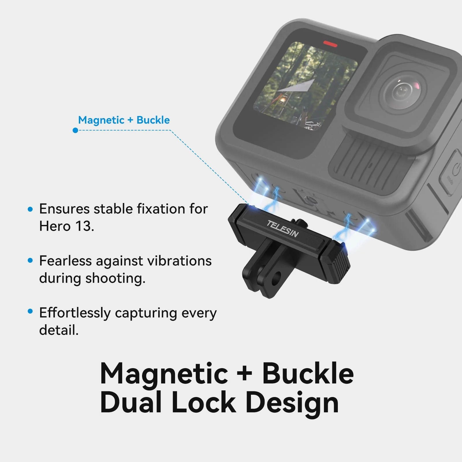 TELESIN GOPRO HERO 13 MAGNETIC RELEASE MOUNT S7-JBK-08-TGP thumbnail 12
