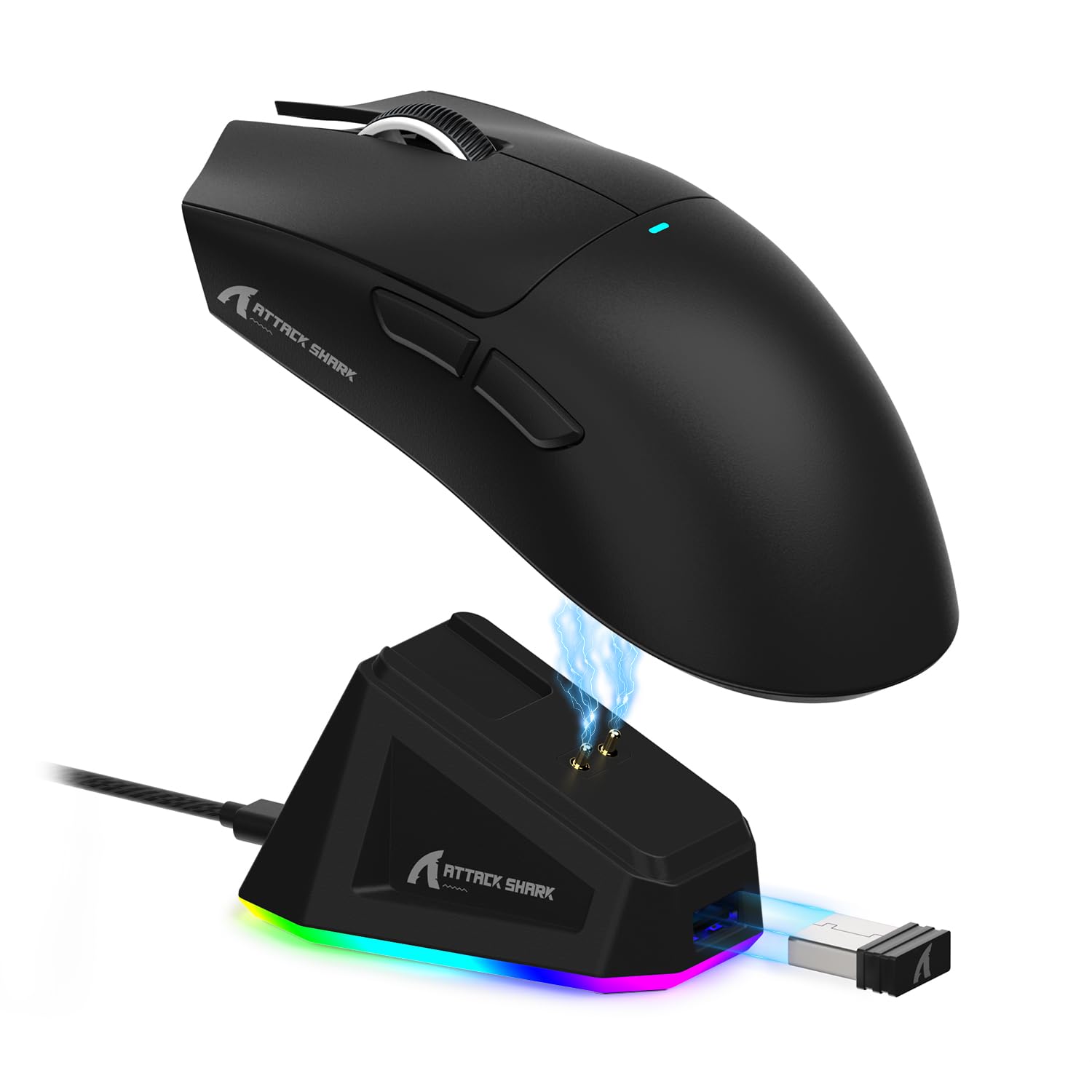 ATTACK SHARK LIGHTWEIGHT WIRELESS GAMING MOUSE WITH RGB CHARGING DOCK BLACK X11 thumbnail 10