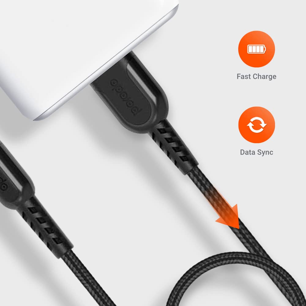 PORODO METTALIC CABLE BRAIDED 2A WITH MICRO USB CONNECTOR BLACK PD-MMETRP025-BK thumbnail 10