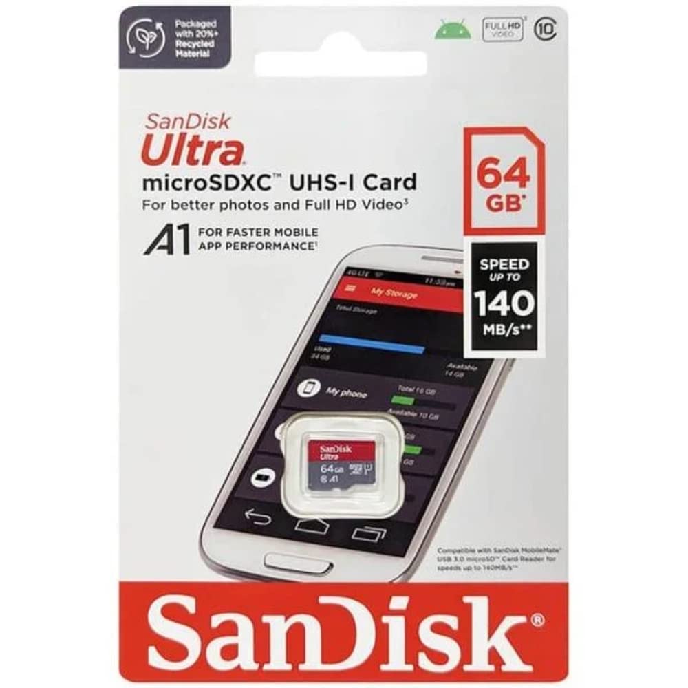 SANDISK ULTRA A1 MICROSDXC UHS-I CARD WITH ADAPTER 64GB SPEED UP TO 140 MBS SDSQUAB-064G-GN6MA thumbnail 6