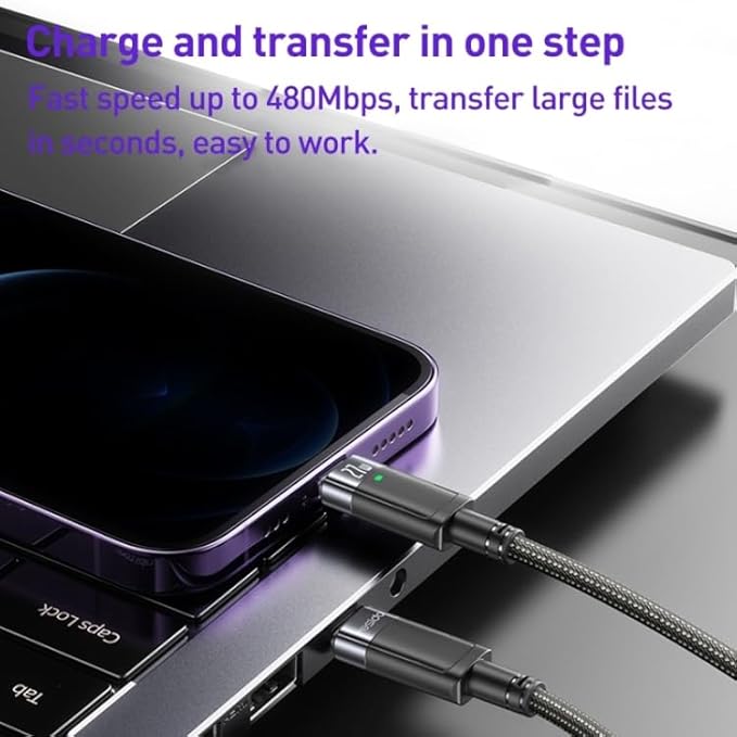 YESIDO 27W USB-C TO LIGHTNING AUTO DISCONNECTING CHARGING CABLE 1.2M BLACK CA159 thumbnail 11