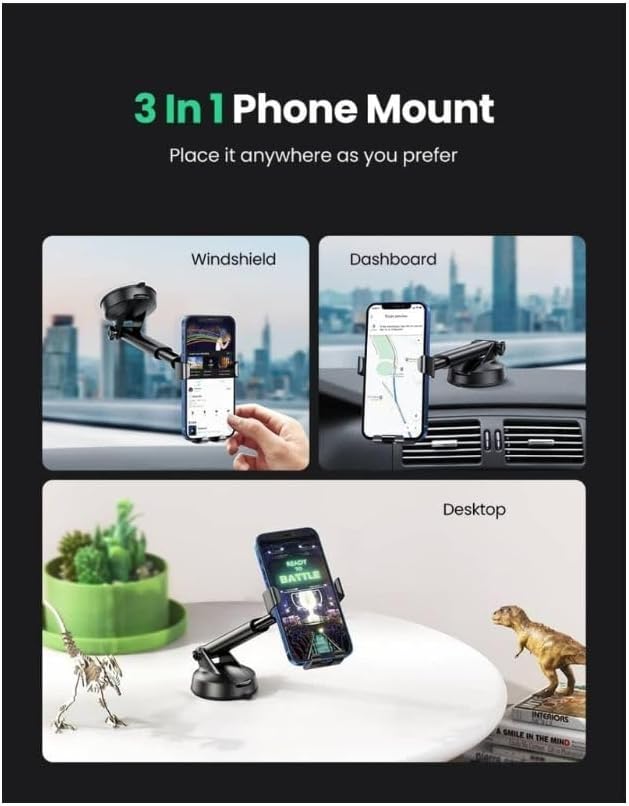 UGREEN GRAVITY PHONE HOLDER WITH SUCTION CUP BLACK 60990 thumbnail 11