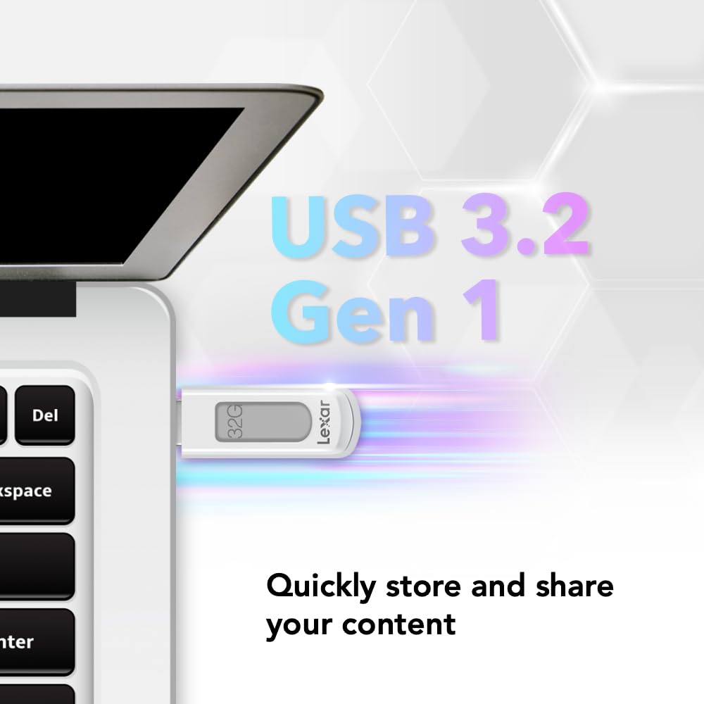 LEXAR JUMPDRIVE 32GB USB 3.2 SPEED UP TO 100 MB/S FLASH DRIVE V100 LJDV100-32GABGY thumbnail 8