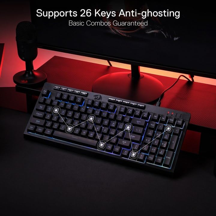 REDRAGON SHIVA 98 KEYS RGB WIRED GAMING KEYBOARD BLACK K515-RGB thumbnail 14
