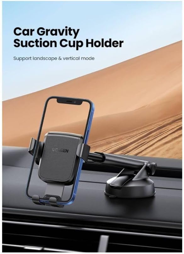 UGREEN GRAVITY PHONE HOLDER WITH SUCTION CUP BLACK 60990 thumbnail 12