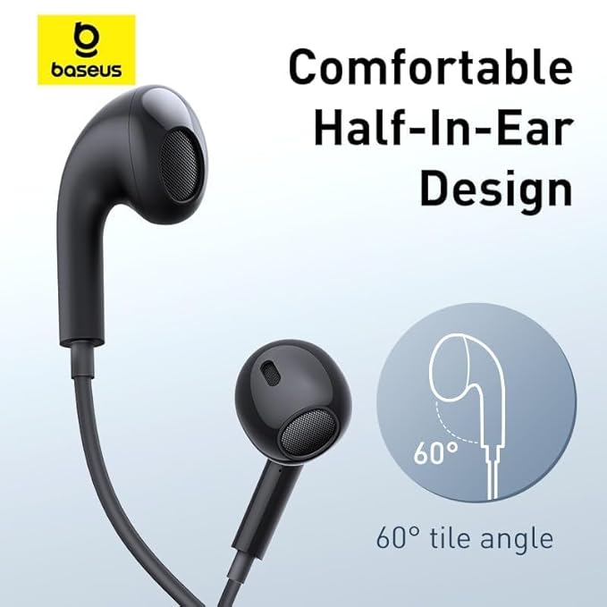 BASEUS ENCOK CZ17 SEMI IN EAR WIRED EARPHONE TYPE C BLACK thumbnail 9