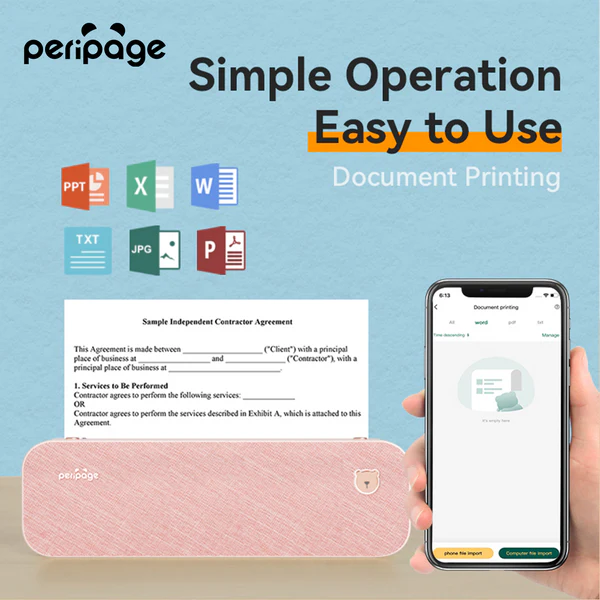 PeriPage A40 Mini Printer (Grey) - Portable and Efficient Wireless Printing Solution thumbnail 16