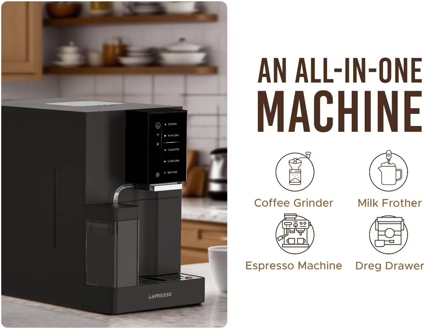LEPRESSO BREVISSIMO AUTOMATIC COFFEE MACHINE BLACK LPCFFBAC0046BK thumbnail 7