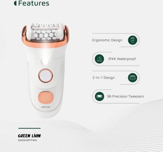 GREEN LION 2 IN 1 EPILATOR SHAVE TRIM EPILATE WHITE GN2N1EPITWH