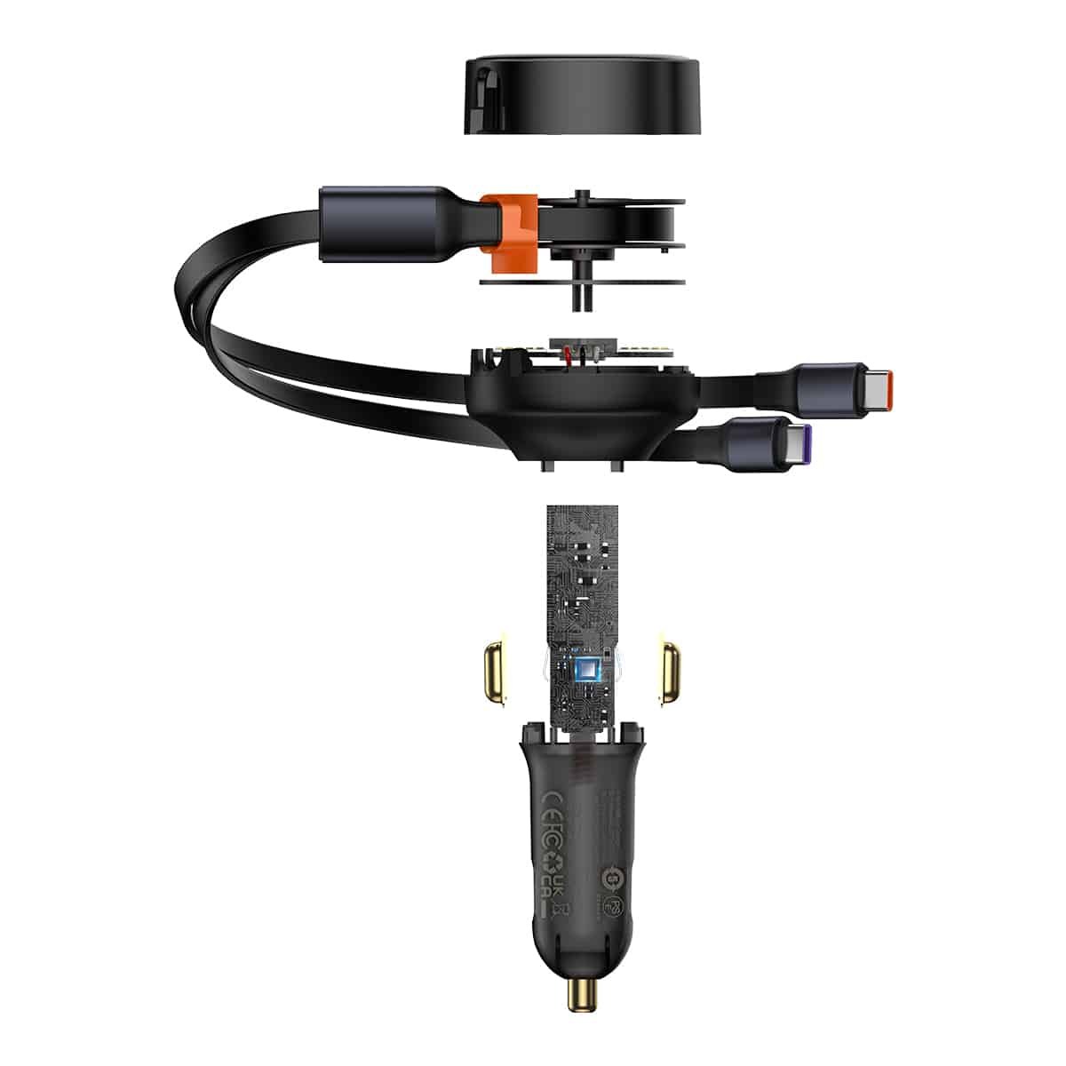 BASEUS ENJOYMENT RETRACTABLE 2 IN 1 TYPE C TO TYPE C 33W CAR CHARGER thumbnail 7