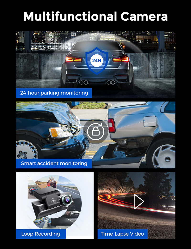 AZDOME 4K Front and Rear Dash Camera Kit with 3.19-Inch Screen, IR Night Vision, 24H Parking Mode - M550 thumbnail 15
