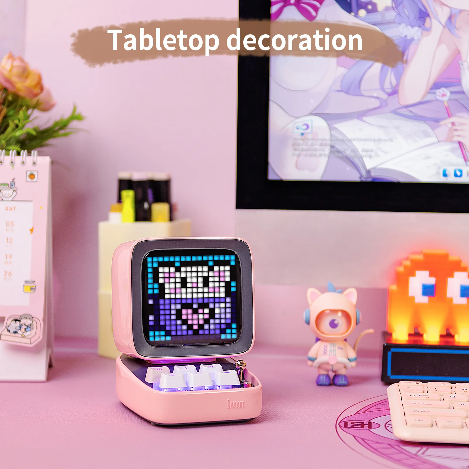 DIVOOM DITOO PRO RETRO PIXEL ART BLUETOOTH SPEAKER WITH RGB MECHANICAL KEYBOARD PINK thumbnail 12
