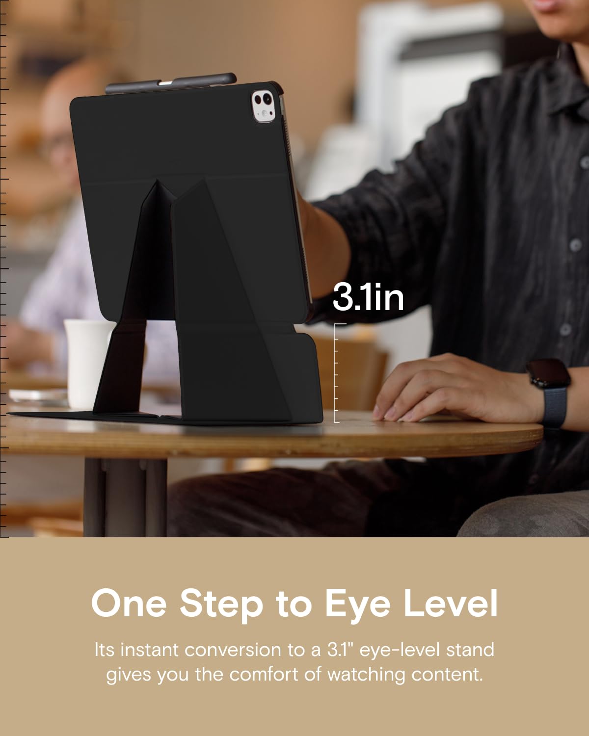 MUTURAL IPAD AIR 13 INCH (M2) QING YA SERIES FOLIO CASE WITH HIDDEN STYLUS SLOT BLACK thumbnail 11