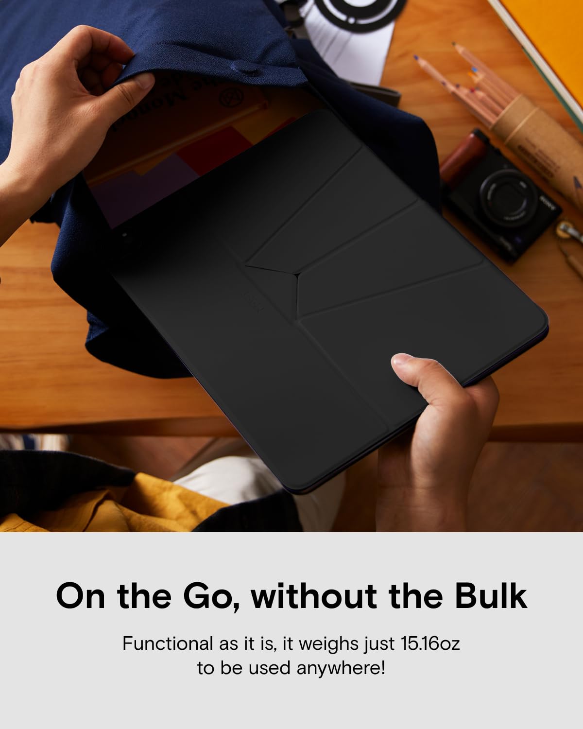 MUTURAL IPAD AIR 13 INCH (M2) QING YA SERIES FOLIO CASE WITH HIDDEN STYLUS SLOT BLACK thumbnail 12