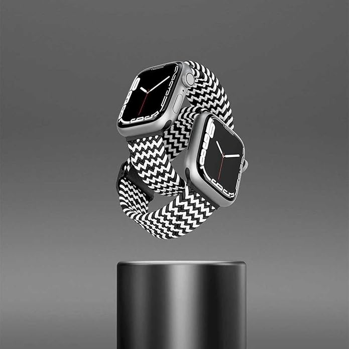 LEVELO CRISBEN NYLON STRAP APPLE WATCH ULTRA / SERIES 8 45/49MM BLACK/WHITE LVLCRS49BKWH thumbnail 5