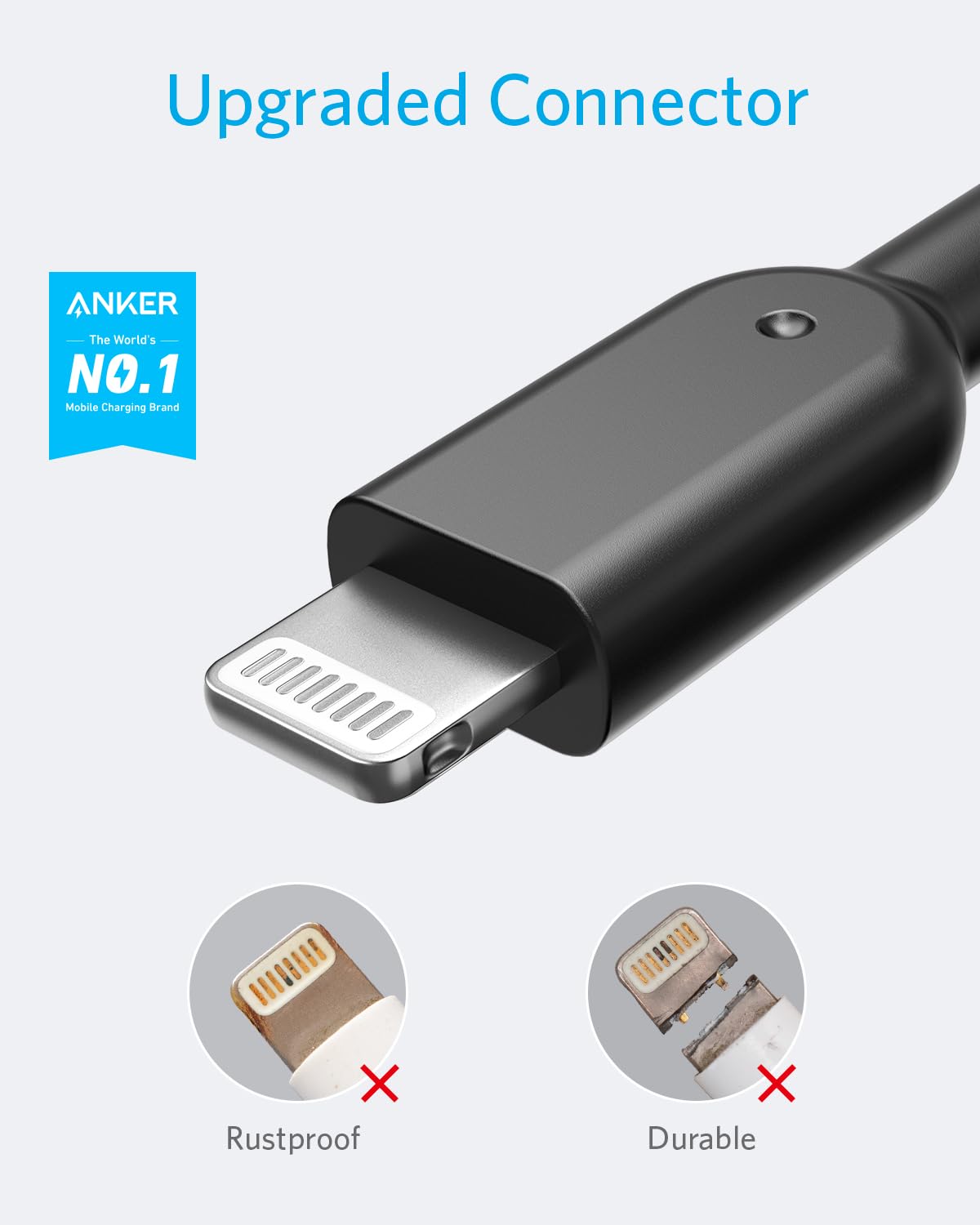 ANKER USB-A TO LIGHTNING CONNECTOR 10FT NYLON BRAIDED CABLE BLACK A8454H12 thumbnail 8