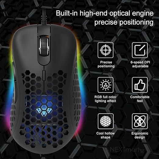 AULA Wind Gaming Mouse (Black, Rainbow Backlight, F810) - Stylish Design with Precision Control thumbnail 5