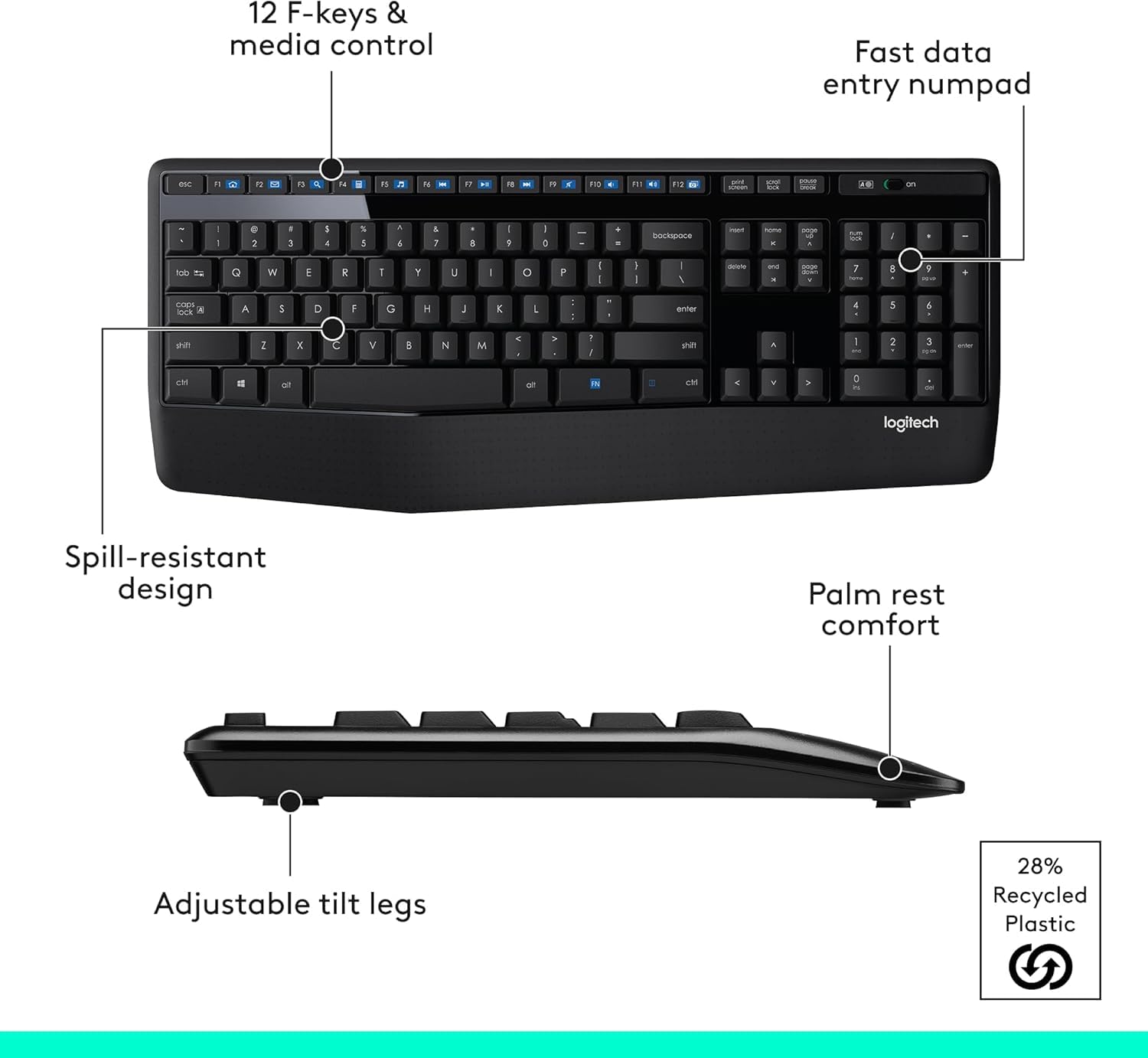 LOGITECH WIRELESS COMBO COMFORT KEYBOARD MK345 920-010068 thumbnail 8