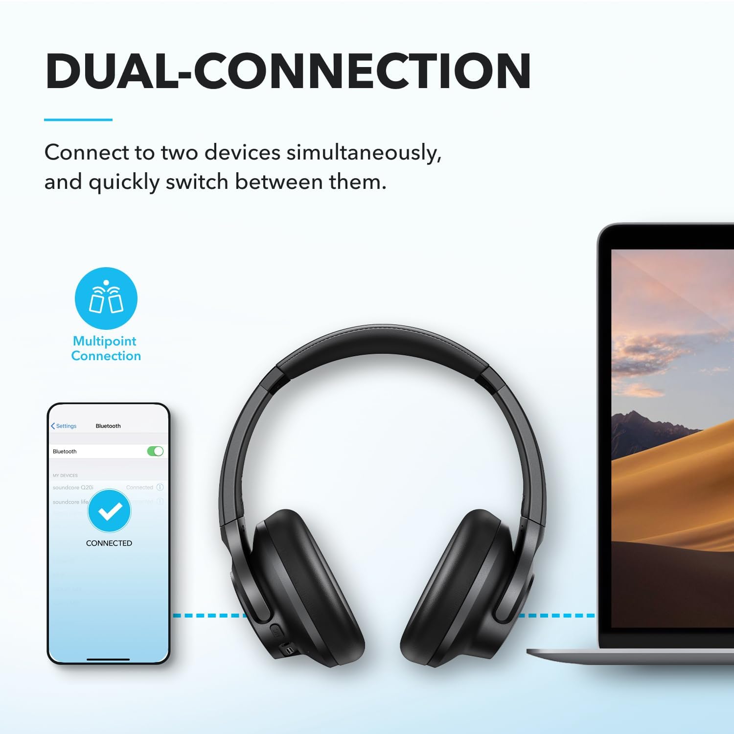 ANKER SOUNDCORE Q20I WIRELESS NOISE CANCELLING HEADPHONE WHITE A3004H22 thumbnail 18