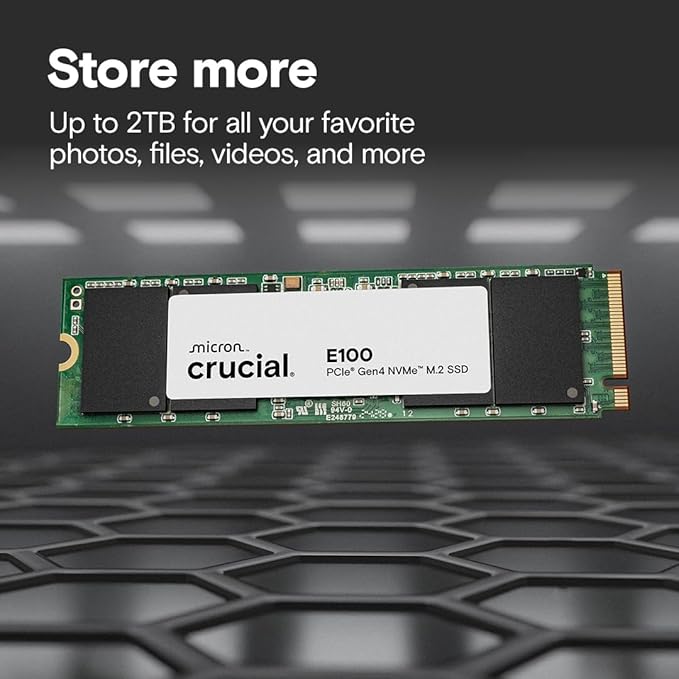 CRUCIAL E100 1TB PCIE GEN4 2280 NVME M.2 SSD CT1000E100SSD8 thumbnail 7
