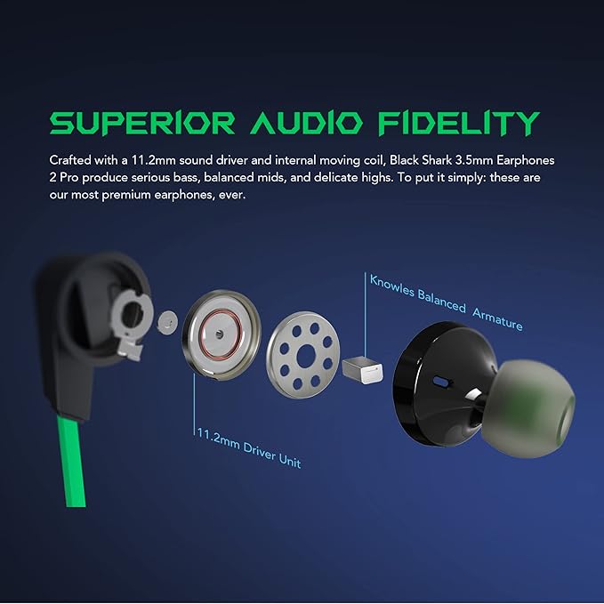 BLACK SHARK 3.5MM EARPHONE PRO GREEN BE10 thumbnail 5