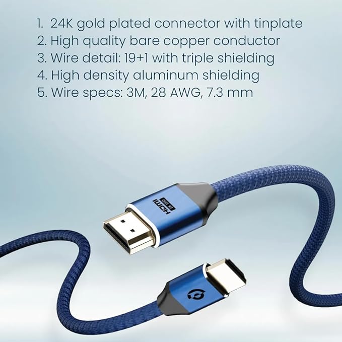 POWEROLOGY 8K HDMI CABLE 3M GREY PWHDC3M -GY thumbnail 10