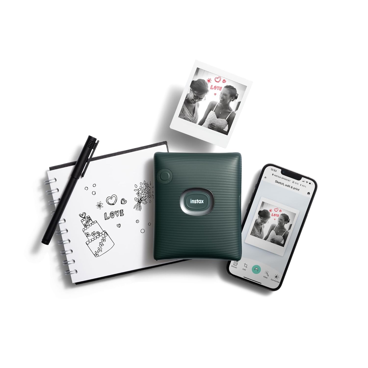 FUJIFILM INSTAX SQUARE LINK SMARTPHONE PRINTER MIDNIGHT GREEN thumbnail 11