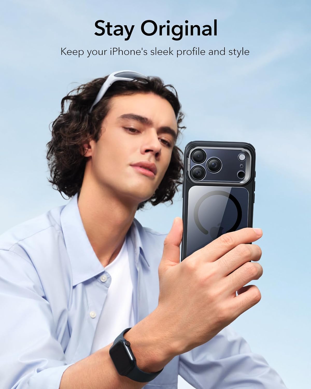 ESR CLASSIC HYBRID MAGNETIC CASE CAM CONTROL STASH STAND COMPATIBLE WITH IPHONE 17 PRO CLEAR BLACK thumbnail 19