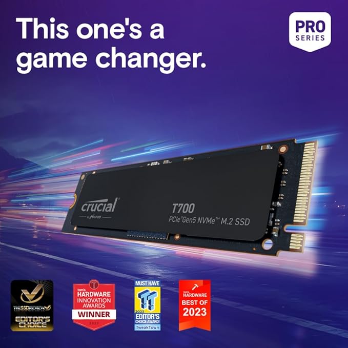 CRUCIAL T700 PRO 1TB PCIE GEN5 NVME M.2 INTERNAL SSD CT1000T700SSD3 thumbnail 9