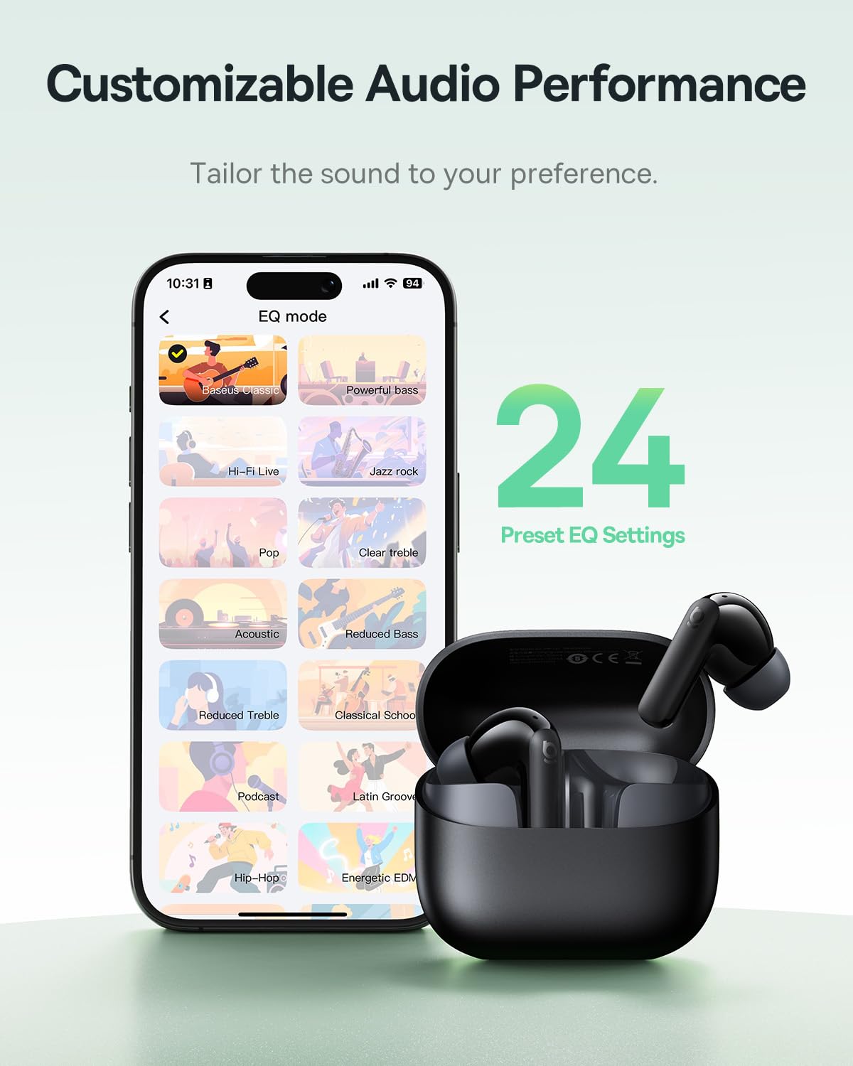 BASEUS BASS BPI NC IN EAR TRUE WIRELESS EARBUDS COSMIC BLACK A0010705BK thumbnail 17