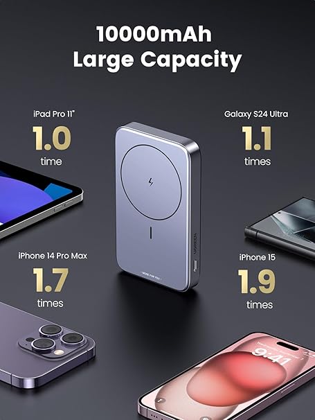 UGREEN MAGNETIC WIRELESS POWER BANK 10000MAH SPACE GRAY PB206 thumbnail 15