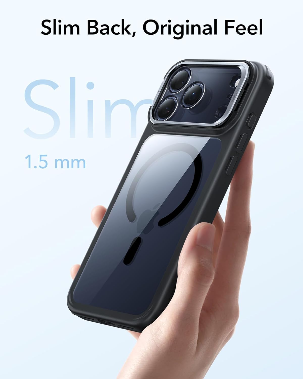 ESR CLASSIC HYBRID MAGNETIC CASE CAM CONTROL STASH STAND COMPATIBLE WITH IPHONE 17 PRO CLEAR BLACK thumbnail 18