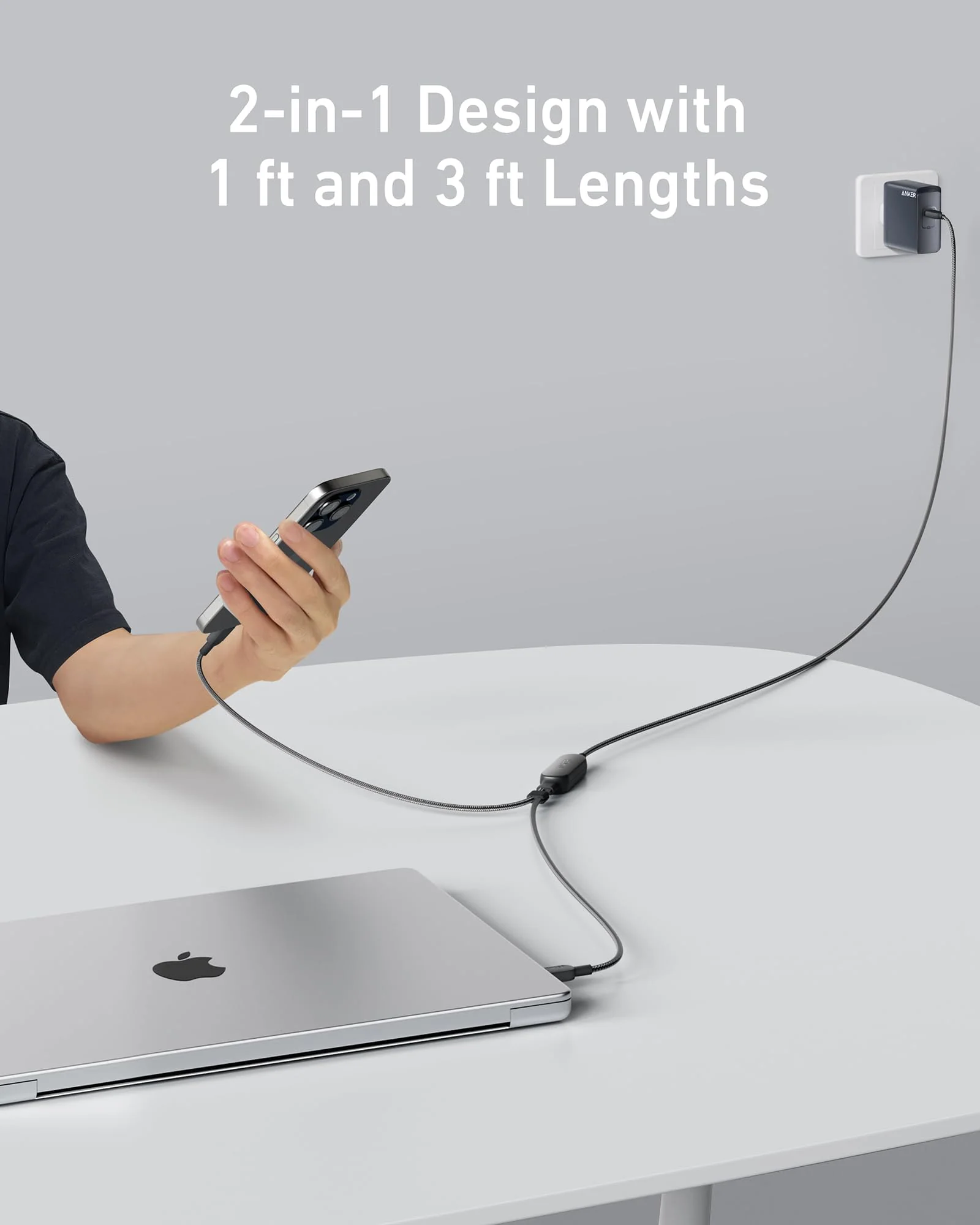 ANKER 2 IN 1 USB C TO USB C 140W 6FT CABLE BLACK A8895H12 thumbnail 7