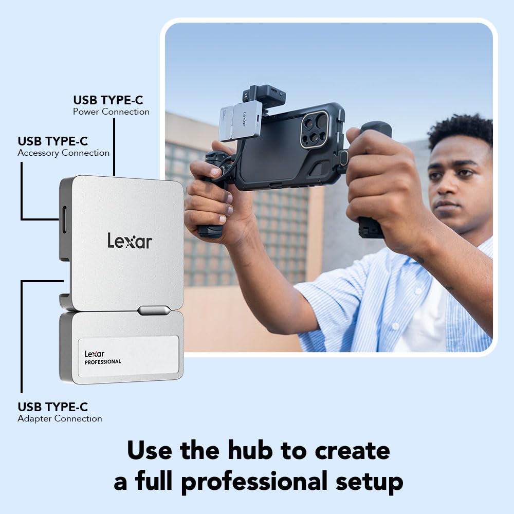 LEXAR PORTABLE 1TB SSD USB 3.2 GEN 2 WITH HUB UP TO 1050 MB/S LSL400S001T-RNSNG thumbnail 4
