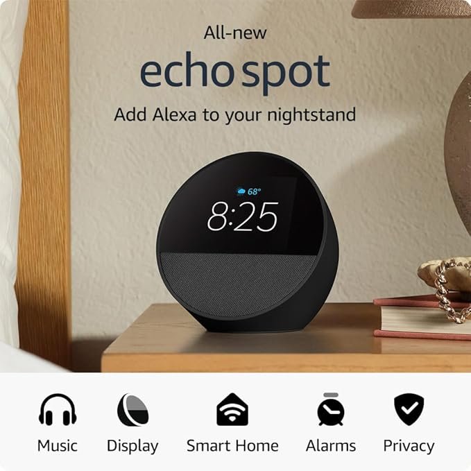 Amazon Echo Spot - Smart Alarm Clock with Vibrant Sound and Alexa Speaker thumbnail 7