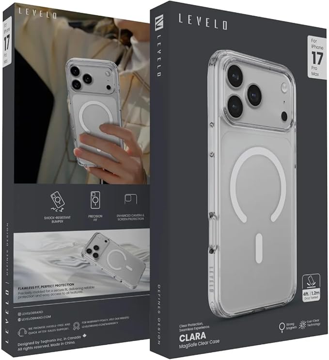 LEVELO CLARA MAGSAFE TPU+PC CASE IPHONE 17 PRO MAX TRANSPARENT LVLCLRMC17PMTR thumbnail 9
