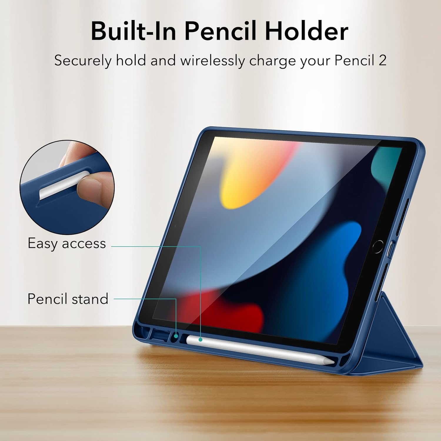 ESR IPAD 8/7 URBAN FOLIO CASE WITH PENCIL HOLDER BLUE thumbnail 3
