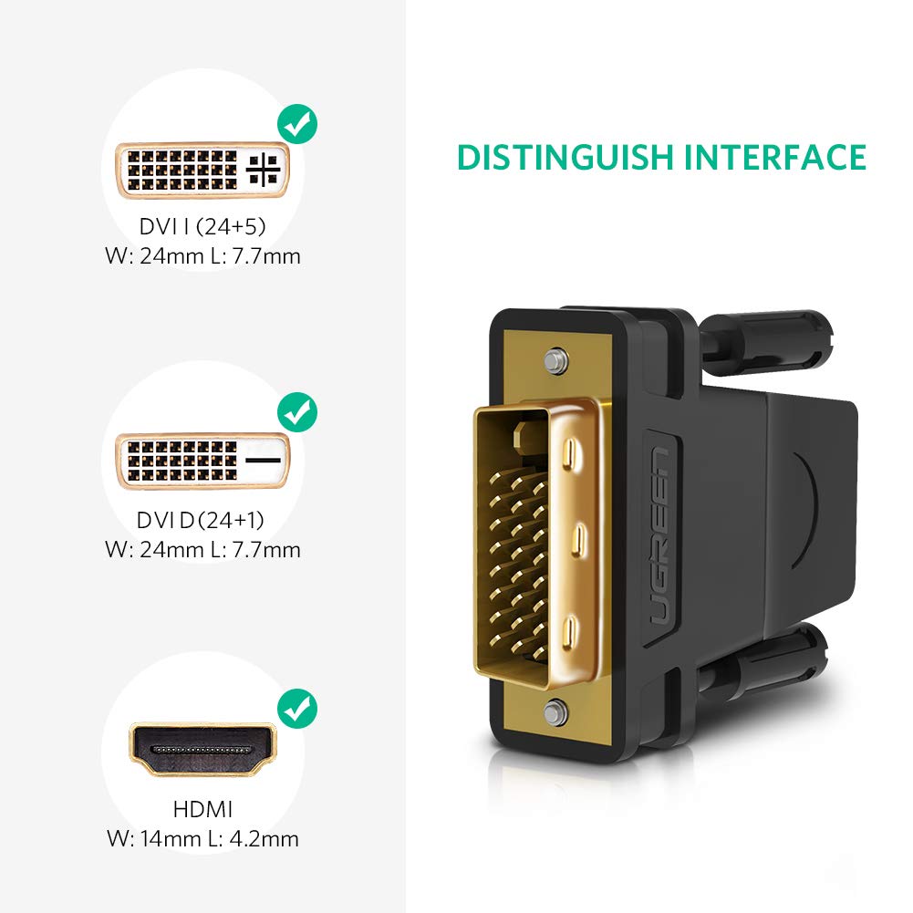 UGREEN DVI 24+1 MALE TO HDMI FEMALE ADAPTER BLACK 20124 thumbnail 7