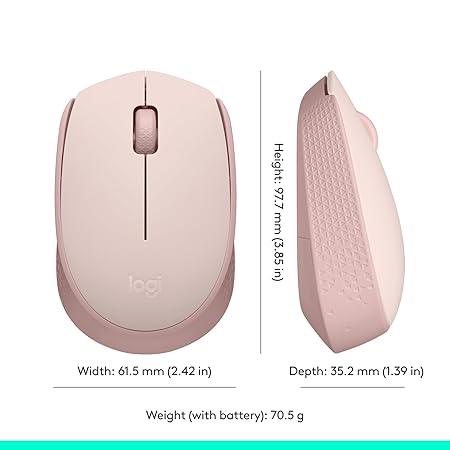 LOGITECH M172 RELIABLE WIRELESS MOUSE PINK 910-006874 thumbnail 11