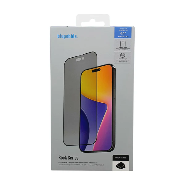 BLUPEBBLE IPHONE 15 PRO GRAPHENE ROCK SERIES MATTE GLASS SCREEN PROTECTOR 2.5D BP-IPGRROCK6.1MT-15PRO